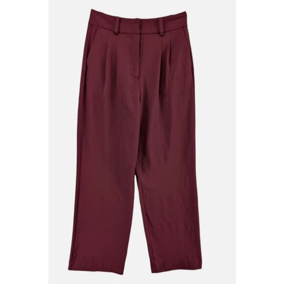 Jason Wu Wide Leg Pants Burgundy Pleated High Rise Slacks Size Large - Picture 1 of 5